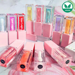 Pink Plumped Lip Oil Private Label Lip Glossy clear Vegan Tint Plumper Base Fruit Makeup Wholesale Bulk for Busines 10pcs
