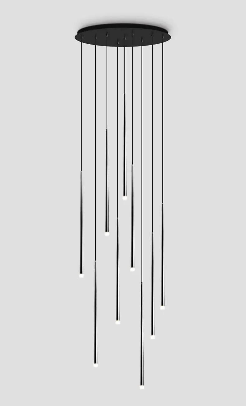 Description Picture 6 of itemModern Black LED Staircase Chandeliers Round Tube Long Line Hanging Lamps for Stair Island Nordic Attic Indoor Lighting Fixtures