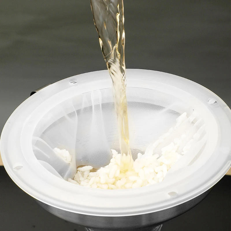 Description Picture 5 of item100/120/200/300/400/450 Mesh Nylon Filter Stainless Steel Funnel For Fruit Milk Traditional Chinese Medicine Oil White Wine