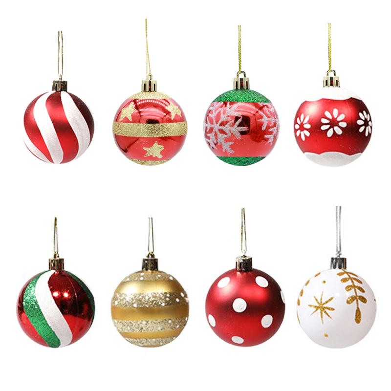 Description Picture 3 of item1box 3/4/ 6Cm Christmas Tree Ball Dot Snowflake Stripe Red Pendant Ball for Diy Christmas Tree Festive Party Decoration Supplies
