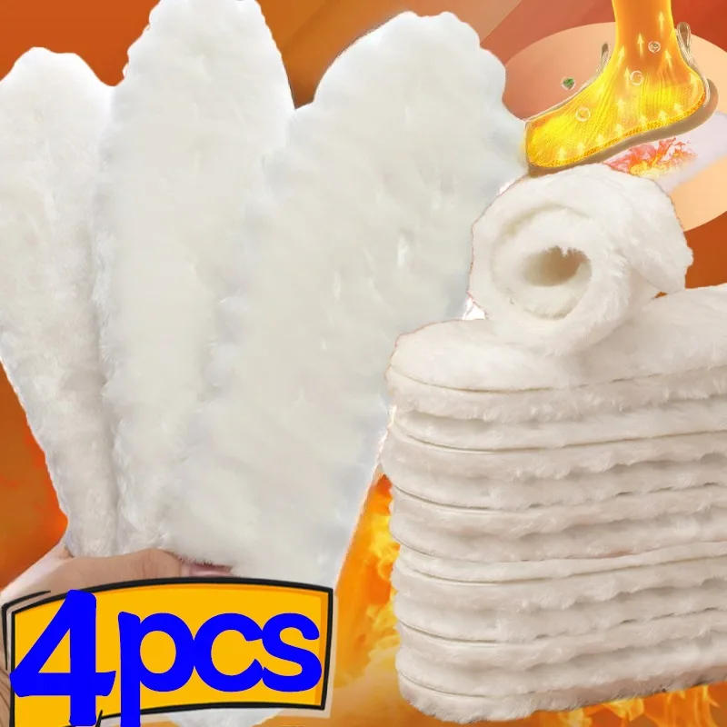 Description Picture 3 of item2/4Pcs Self Heated Wool Insoles Women Men Winter Thicken Warm Natural Lamb Fleece Insoles Cashmere Thermal Real Wool Shoe Pads