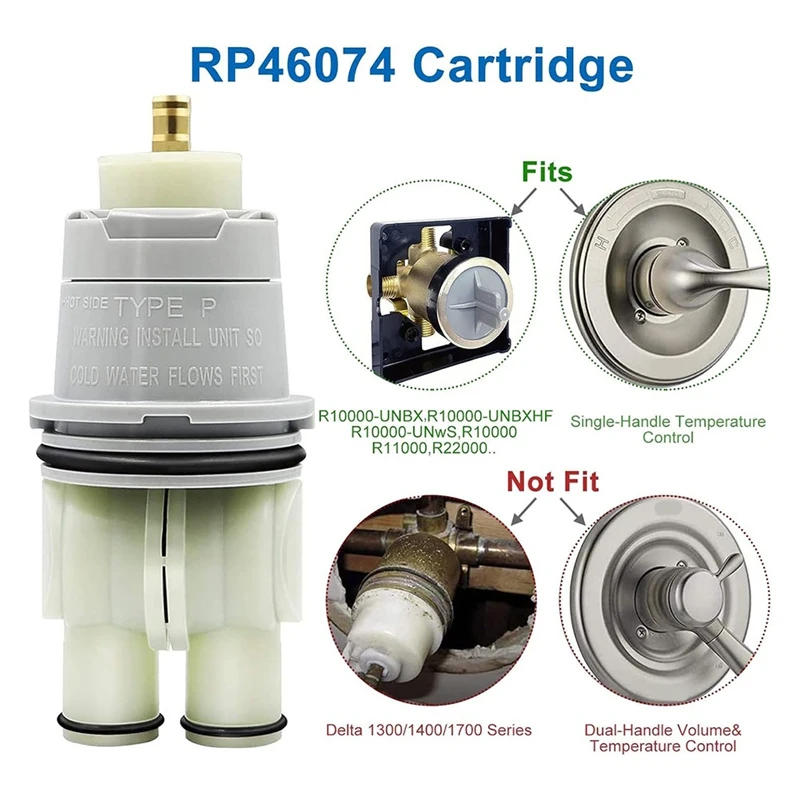 Description Picture 6 of itemRP46074 Shower Cartridge Replacement For Delta 13/14 Series Single Handle Bath Tub Shower Faucet With RP22734 Bonnet Nut