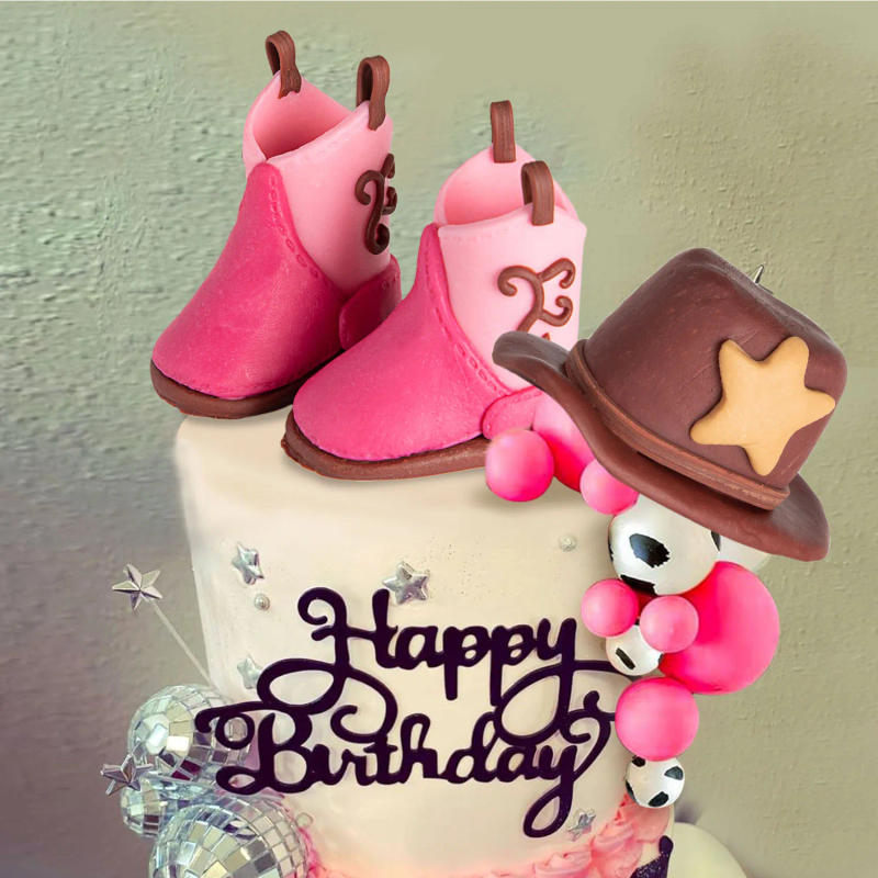 Description Picture 6 of item3Pcs Pink Cowboy Cake Decorations Cowboy Hat Boot Cake Toppers Western Cowgirl Birthday for Western Theme Party Favors Supplies