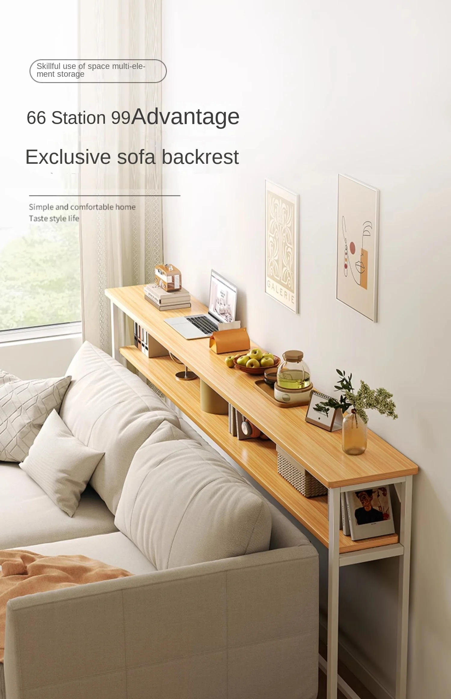 Description Picture 2 of itemSofa Frame, Storage Rack, Bedside Cabinet Bedside Bed Tail Bed Seam Storage Cabinet, Living Room Wall Household Long Shelf