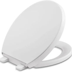 Round Toilet, Grip-Tight Bumpers, Quiet-Close Seat, Quick-Attach Hardware, White