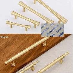 solid brass furniture cabinet door pull bar Handle classic royal crown finial contemporary modern curve design gold North Europe