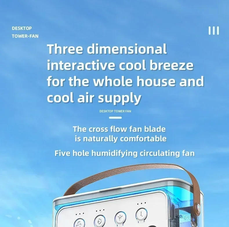 Description Picture 2 of itemPortable Misting Fan 3 Speed Desktop Mini Air Conditioner Rechargeable Water Cooling Mist Fan with 500mL Water Tank Cooling Fan