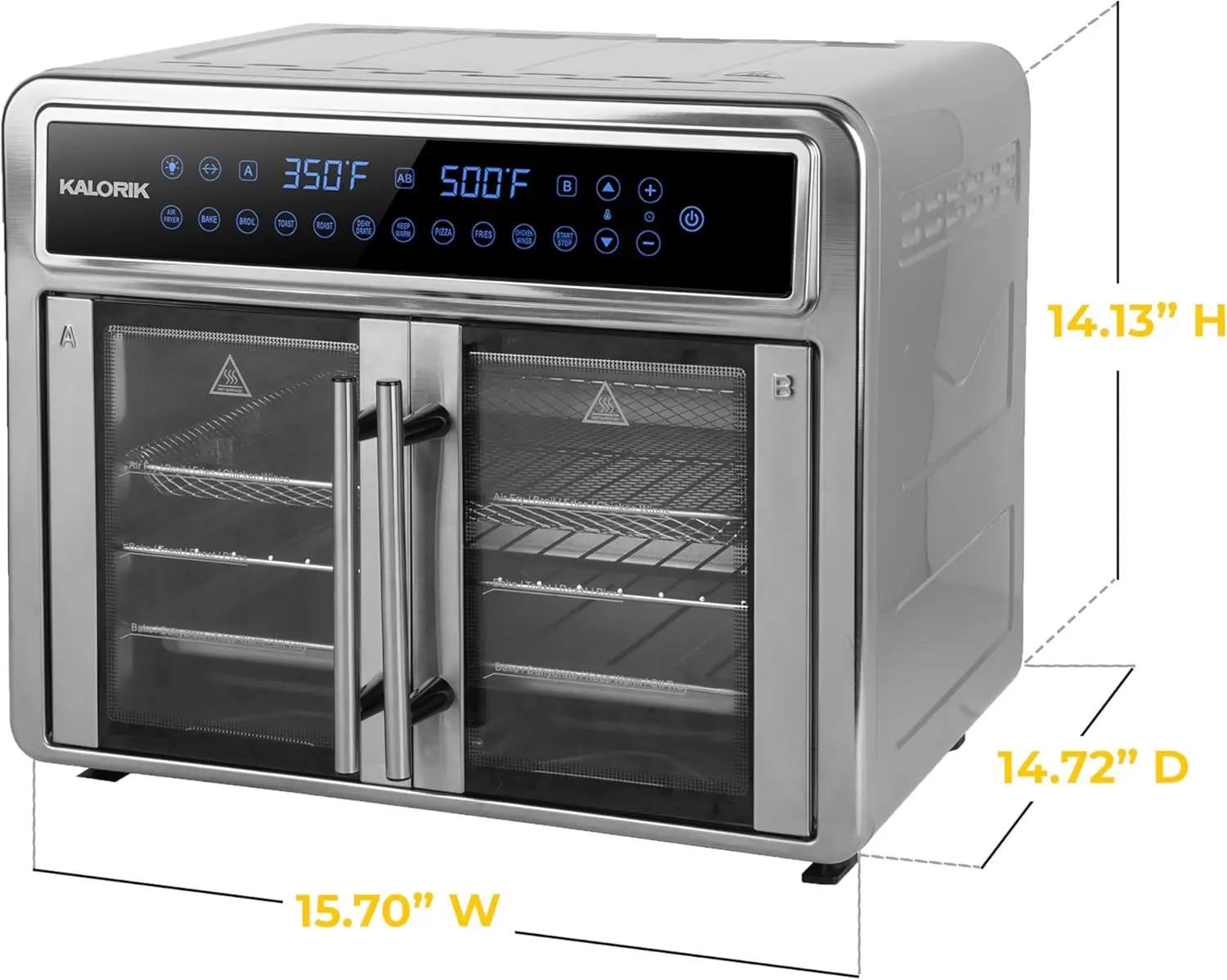 Description Picture 5 of item26-Quart Air Fryer Oven w/Digital Controls Easy-View Door and 14 Cooking Presets, 1700-Watts, Stainless Steel