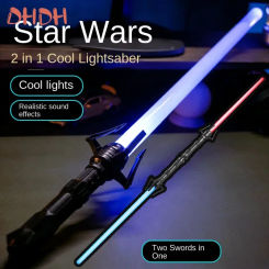 2pcs 2 In 1 Laser Sword Red And Blue Double Swords Transform Into Children's Gift Role Playing Glowing Weapons Home Decoration