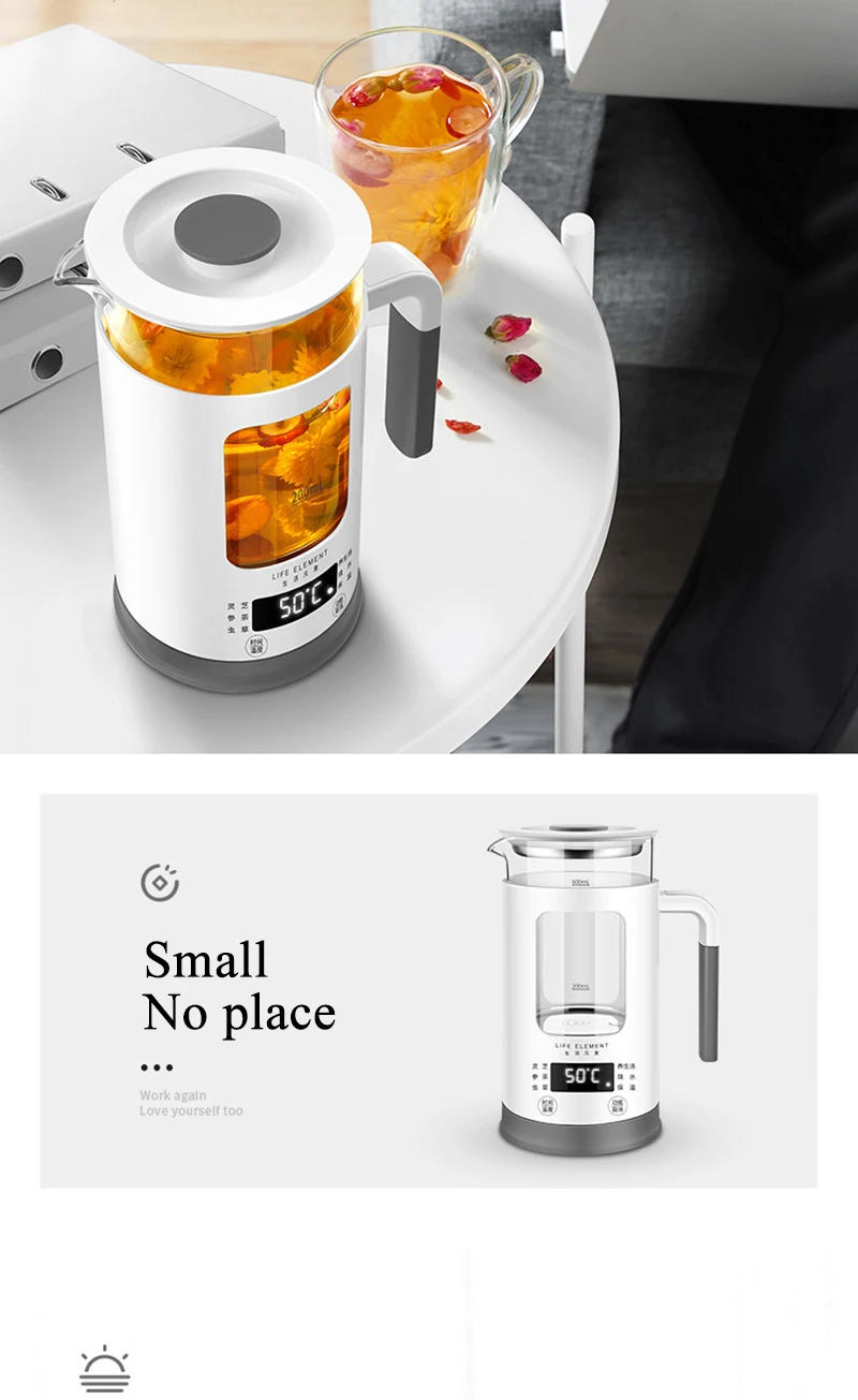 Description Picture 4 of item600ml Electric Kettle Health Mini Preserving Pot Glass Boiled Tea Pot Portable Heating Cup Travel Warm Kettle Tea Maker 600W