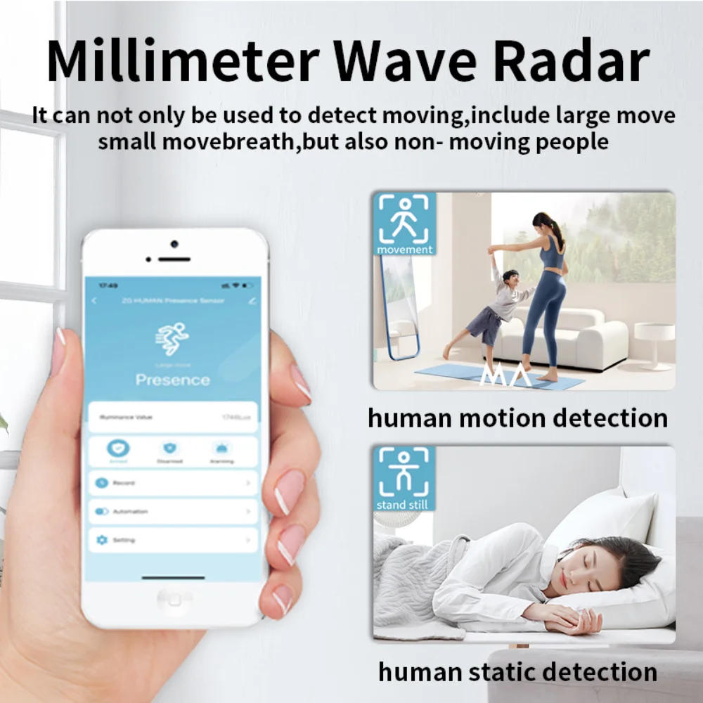 Description Picture 4 of itemTNCE Tuya WiFi Zigbee Millimeter Wave Human Presence Detector RIP Sensor Radar Smart Human Body Smart Life Home Equipment