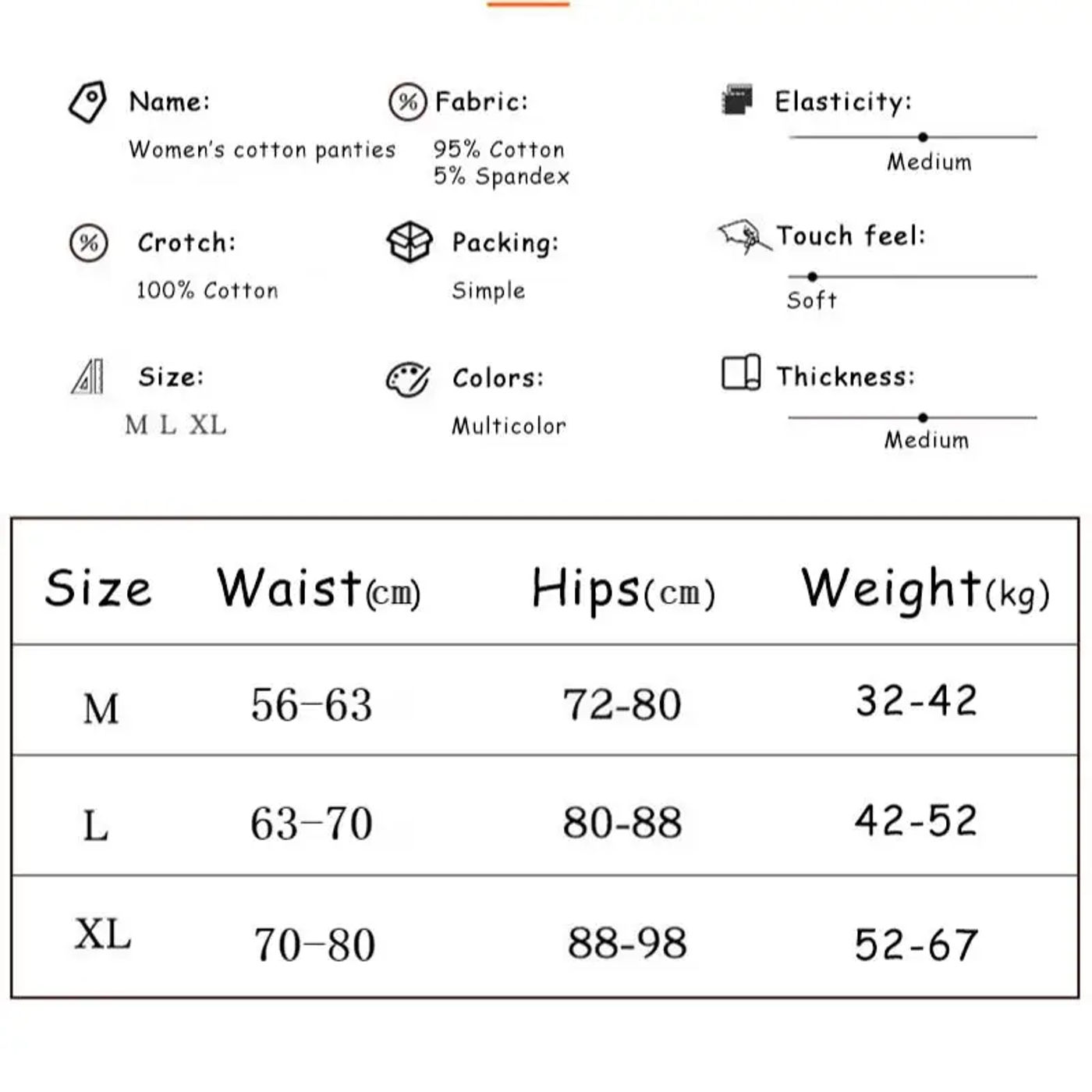 Description Picture 2 of item5Pcs/Set Cotton Underwear For Women Female Panties Cute Love Girl's Briefs Mid Waist Seamless Breathable Underpants Lingerie