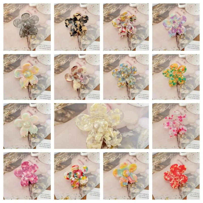 Description Picture 3 of itemMulticolor Acetic Acid Hair Claw Small Size Hair Clip Flower Hair Crab Clip Korean Style Hair Accessories Geometry Shark Clip