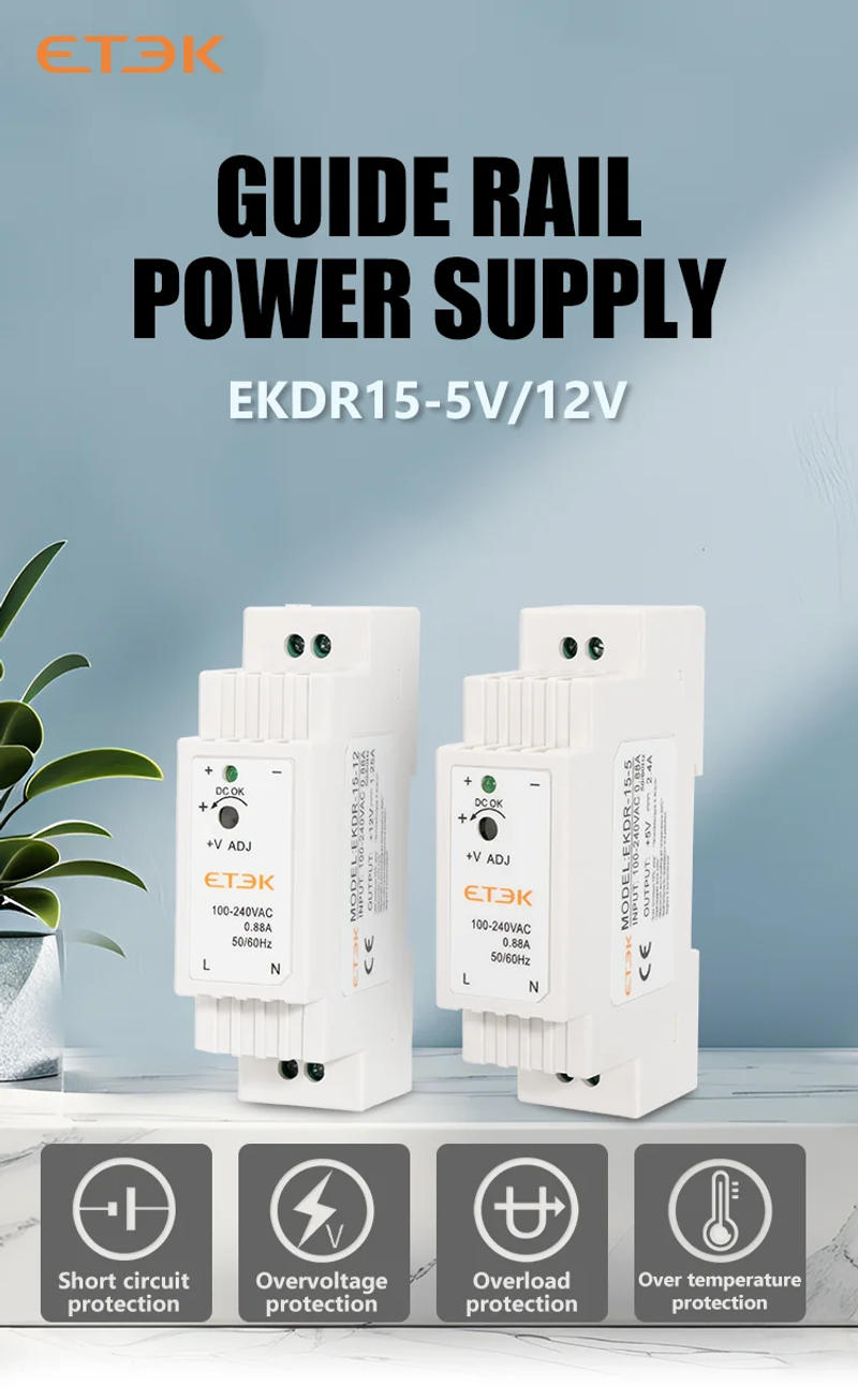 Description Picture 4 of itemETEK DR-15/60 Series 5V 12V 24V Output Voltage 15W 60W Din Rail Type Small Volume Switching Power Supply Transformer EKDR