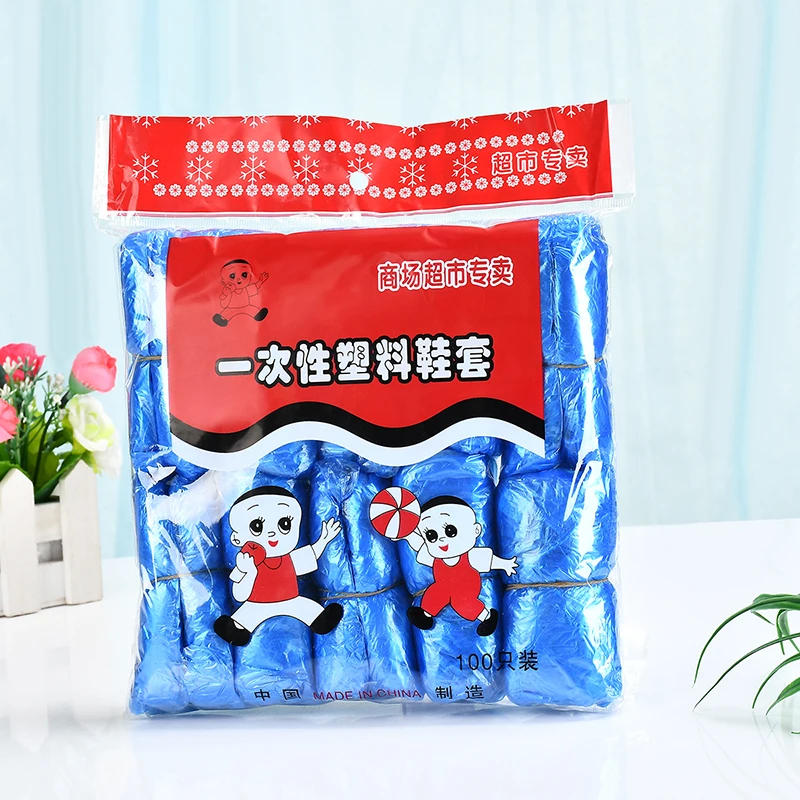 Description Picture 6 of item1Pack Plastic Shoe Cover 100pcs/Pack Disposable Waterproof Dustproof Thickened Plastic One Size Foot Cover For Home