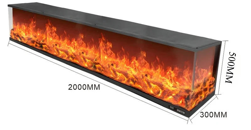 Description Picture 3 of item2000mm Wide 3-Sided Electric Fireplace TV Cabinet Realistic LED Flames,Dining Room Divider,Living Room Decor (2000×300×500mm)