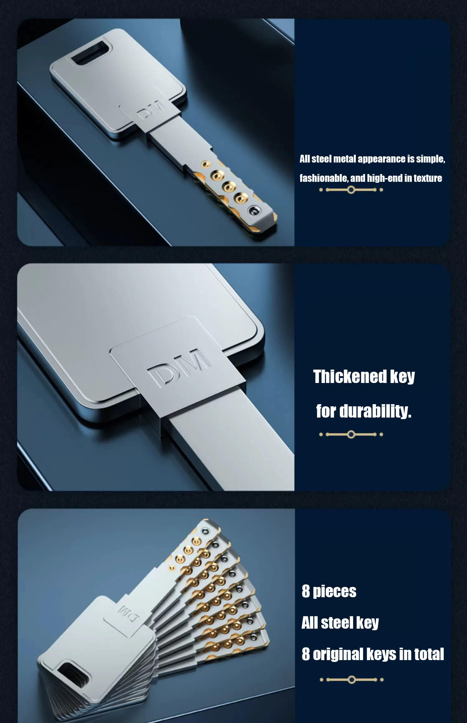 Description Picture 3 of itemEuropean standard 8 keys cylinder,Outdoor door locks, cylinder locks for entry doors, Cylinder door lock Door lock core