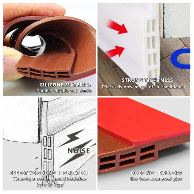 Description Picture 4 of item1m Door Bottom Seal Strip Self-Adhesive Silicone Weatherstrip For Dooor Anti-bump Windproof Dust Door Sealing Household