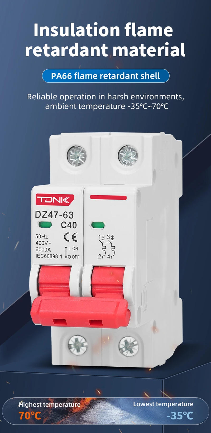 Description Picture 4 of itemDZ47 Mini Circuit Breaker MCB C Type 1P 2P 3P 4P 3A-63A AC 230V 400V Din Rail Mount Short Overload Protector with Breaking Capac