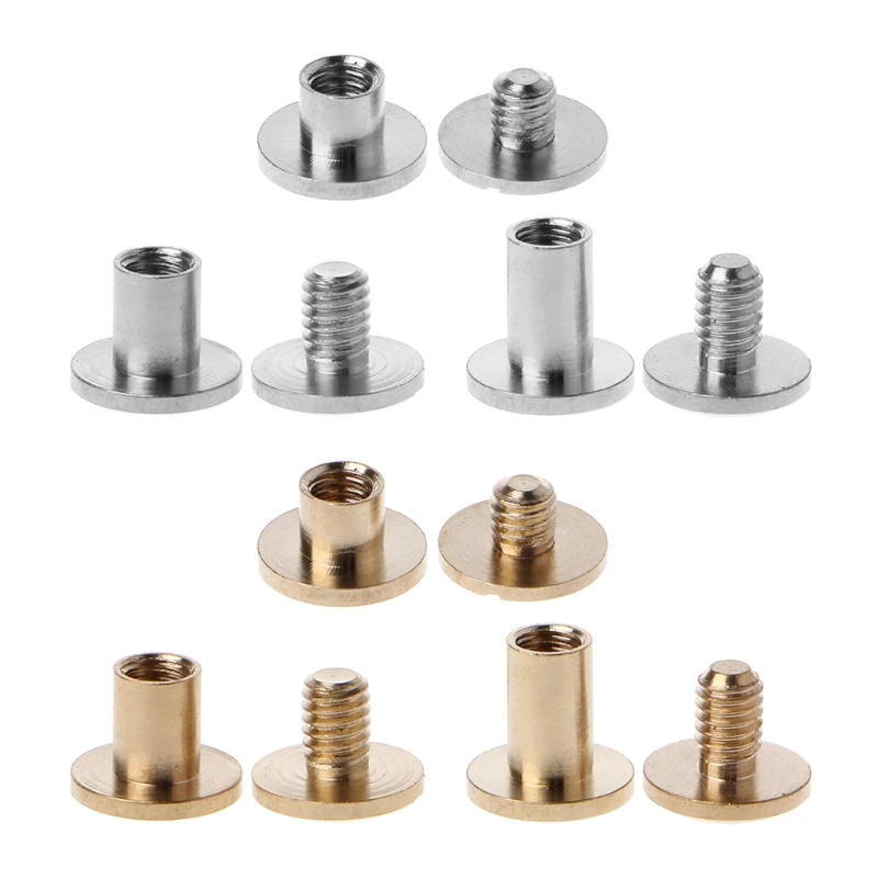 Description Picture 3 of item10 Pairs Metal Chicago Screw Post Leather Screw Nail Rivet Button Solid Belt Tack Screw for DIY Leather Decoration R9UF