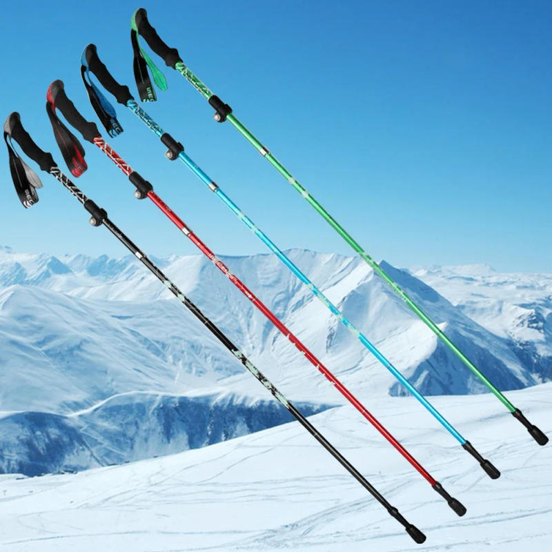 Description Picture 4 of item5-Section Outdoor Climbing Poles Aluminium Alloy Telescopic Travel Hiking Stick Non-Slip Handle Lightweight Mountaineering Tools