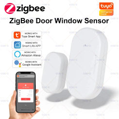Tuya Smart Home Zigbee Door Sensor Alarm Window Door Open/Closed Detectors Security Protection Smart Life Voice for Alexa Google