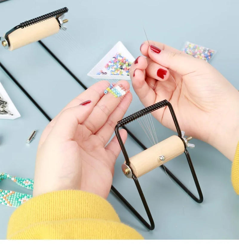 Description Picture 2 of itemWeaving Beading Loom Easy-to-Use DIY Tool with Elastic Band Charm Czech Glass Beads Needle for Bracelet Necklace Jewelry Makinng