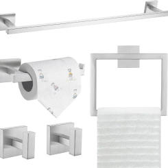 TQKAG 5-Piece Bathroom Hardware Set Brushed Nickel Classic Wall Mounted SUS304 Stainless Steel Bathroom Accessories Set 23.6"