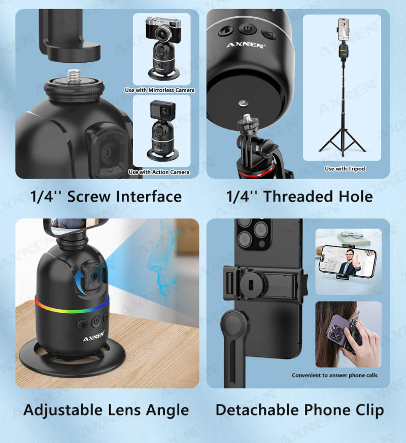 Description Picture 6 of itemSmart Auto Face Tracking Desktop AI Gimbal for Smartphone & Action Camera 360 Rotation Follow Focus Vlog Kit, Option with Tripod
