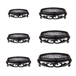 Deep Brown Carving Wooden Look Plastic Base Tray Flowerpot Holder for Round Potted Bonsai 8.5/9.5/11.3/13.5/15.5/17.2cm Diameter