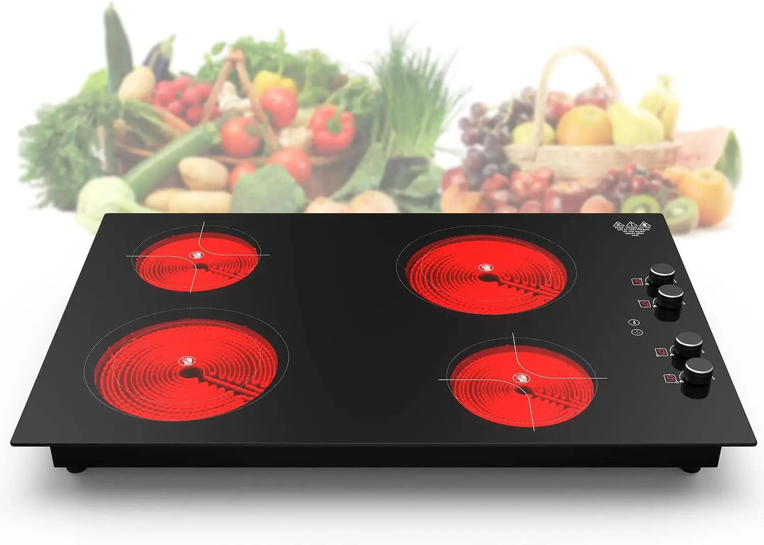 Description Picture 2 of item4 Burner Electric Cooktop,7200W Built-in & Countertop 4 Burner Electric Stove Top with 9 Power Levels, Child Safety Lock