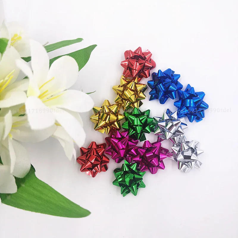 Description Picture 5 of item50pcs/2.5cm Mini Colorful 3D Star Flower Decorations  DIY Self-adhesive Ribbon Bows Paper Gift Wrapping for Christmas Wedding