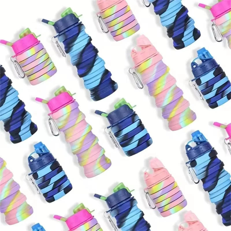 Description Picture 3 of itemSilicone Foldable Water Bottle For Sports, Reusable Leakproof Water Bottle With Carabiner