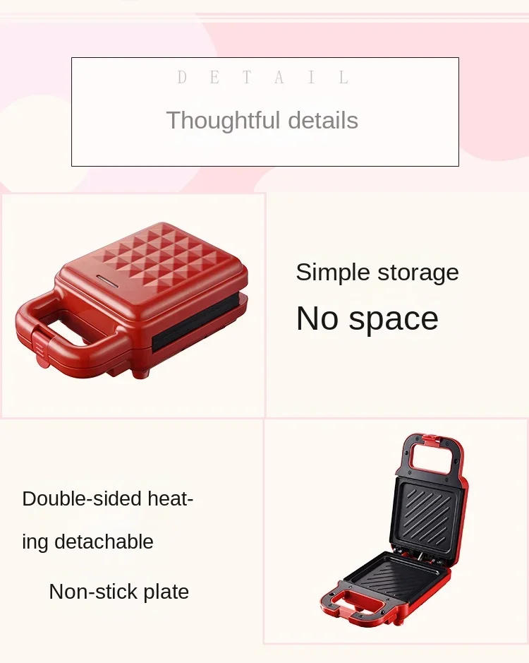 Description Picture 5 of itemJB-3088 Upgraded Sandwich Machine Household Internet Celebrity Light Food Breakfast Machine Sandwich Toaster Cross-Border