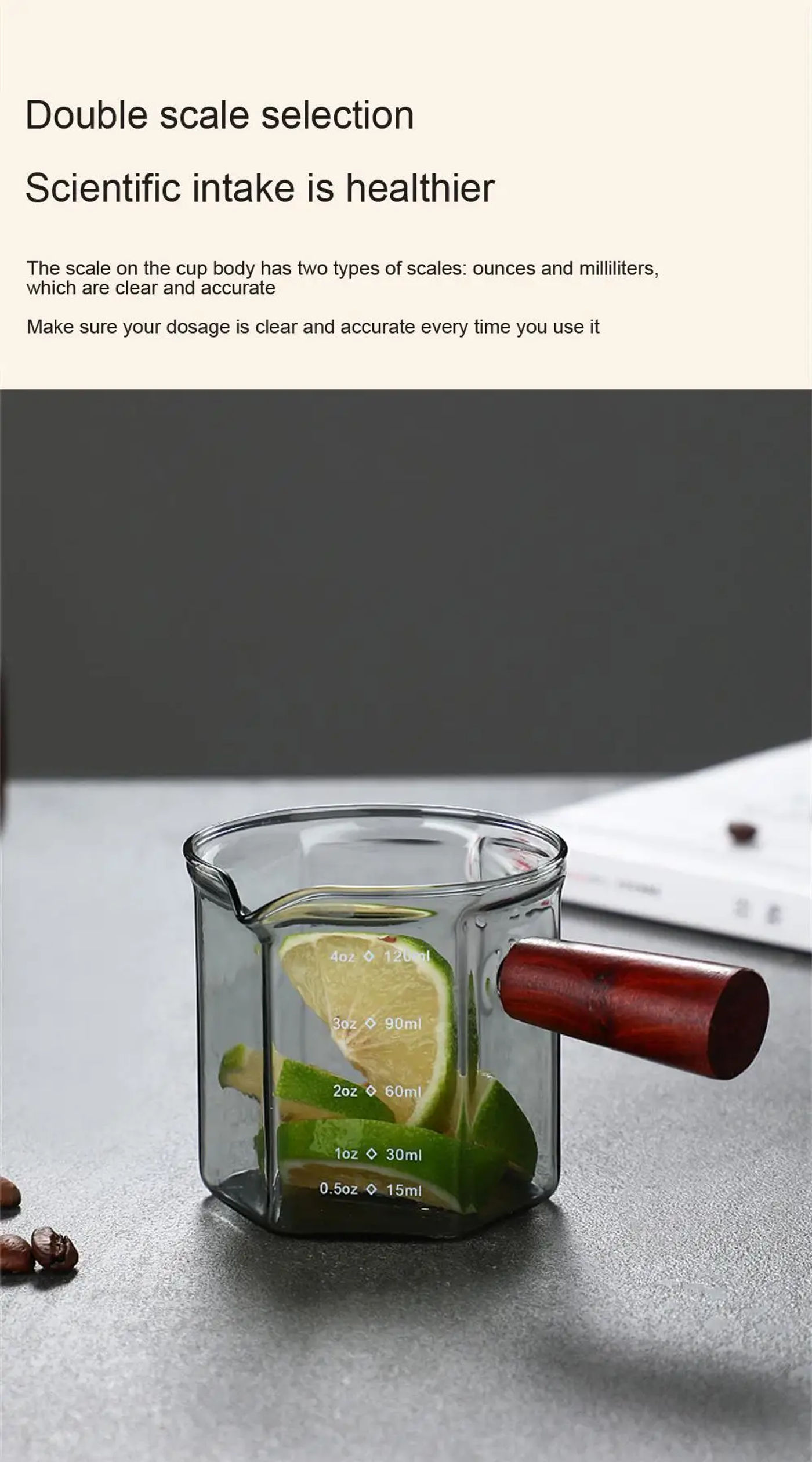 Description Picture 2 of itemDouble Spouts Espresso Measuring Cup with Handle Shot Glass Coffee Cups Liquid Heavy Glasses Home Kitchen Accessorie