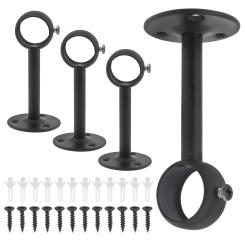 4pcs Heavy Duty Stainless Steel Curtain Rod Bracket for 1.26 Inch Drape Pole with Adjustable Screws, Ceiling Curtain Rod Holder