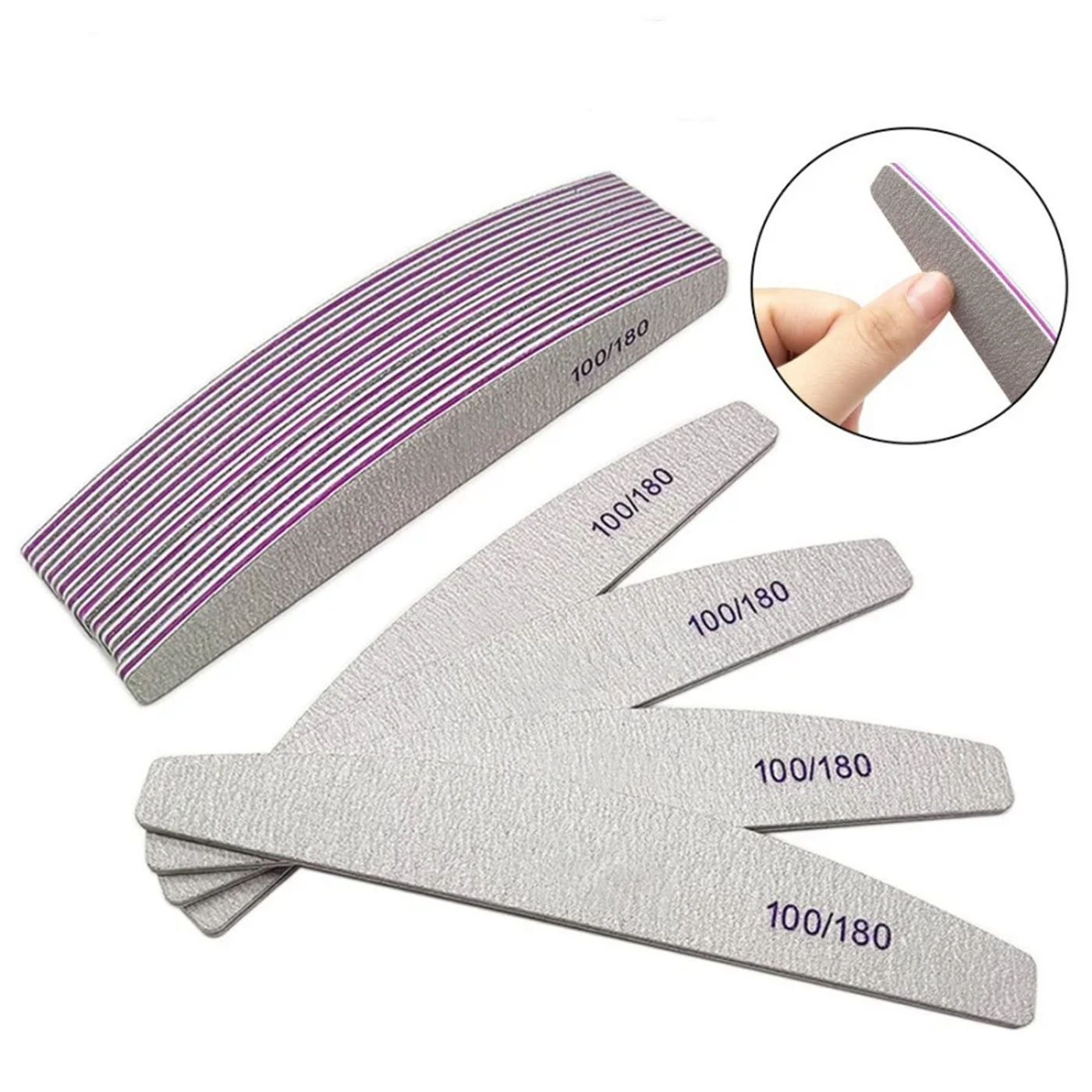 Description Picture 3 of item10Pcs Nail Art Files 100/180 Nails Accessoires Gel Nail Polish Polishing Pedicure Manicure Buffers Nail Care Tools lime a ongle