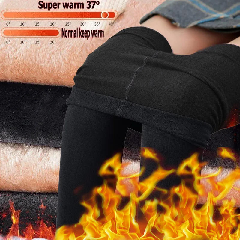 Description Picture 5 of itemWinter Warm Tights Women's Warm Pants Polar Pants Socks Lined Pants Velvet Tight Effect High Waist Tights