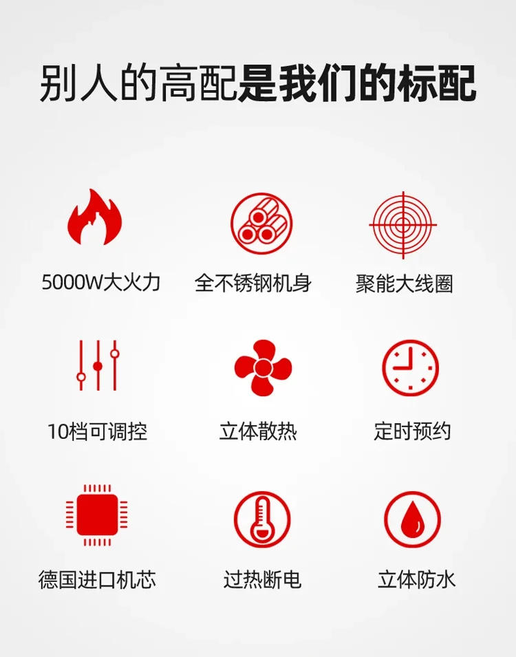 Description Picture 3 of itemEoctoe 5000w Induction Cooker Commercial Induction Kitchen Panel Cooking Household Induction Cooktop Single Cooker Electric Hob