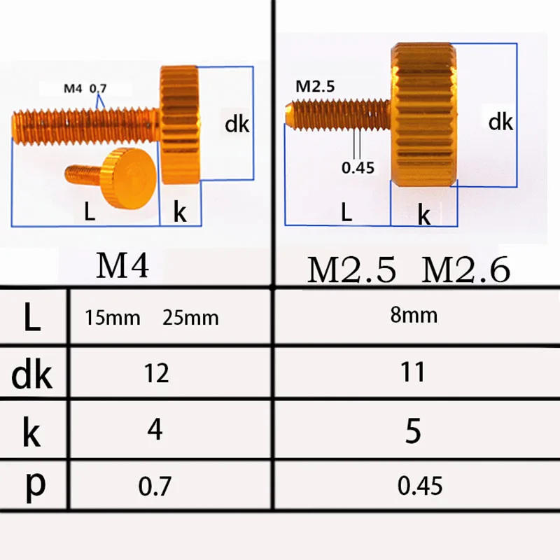 Description Picture 2 of item1PCS M2.5 M2.6 M4 Model Drones Aluminum Computer Chassis DIY Hand Knurled Knurled Thumb Power / Decorative Screws Screws