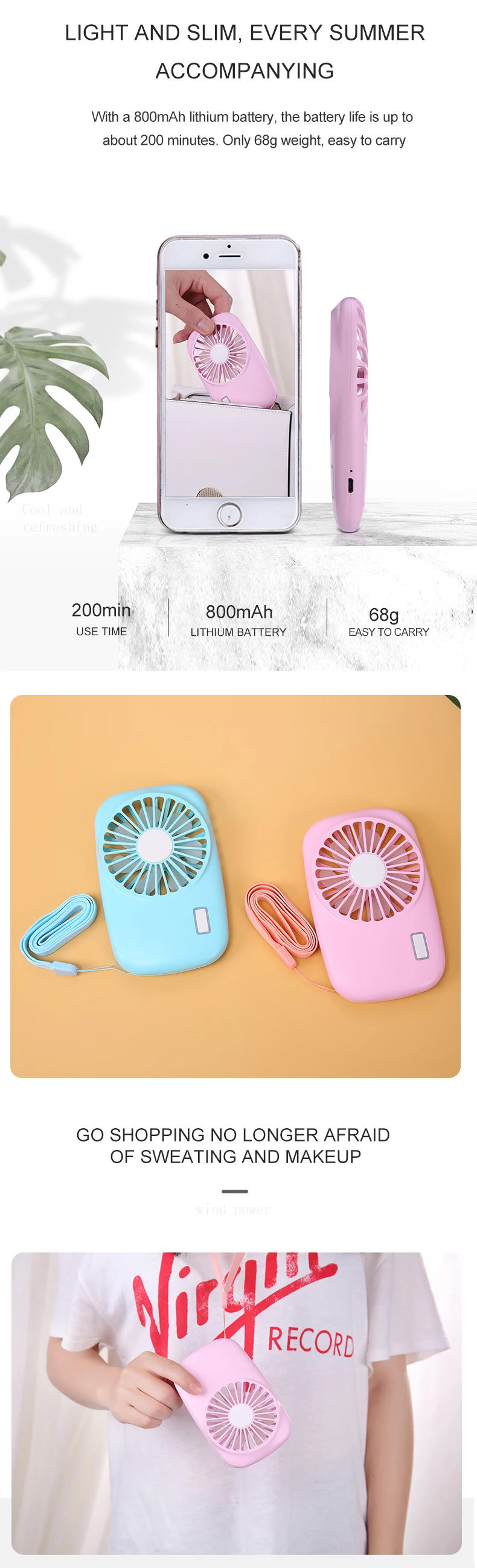 Description Picture 2 of itemSummer Portable Mini Handheld Air Cooling Fan USB Rechargeable Desktop Electric Fan for Outdoor Travel Office