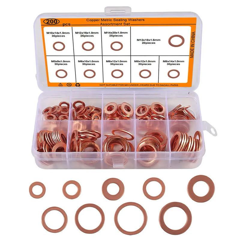 Description Picture 5 of item200Pcs Sump Plugs Oil Seal O Ring Spacers M5 M6 M8 M10 M12 M14 Engine Seal Flat Ring Gasket Metric Sealing Washer Assortment Set