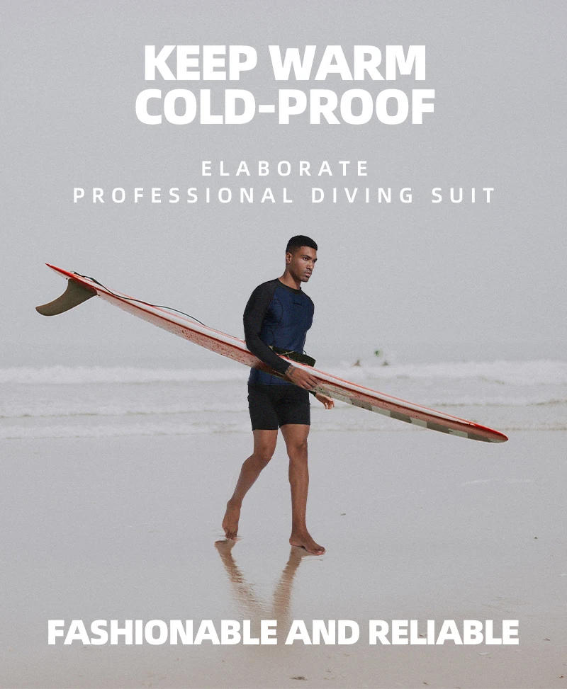 Description Picture 3 of item2023 Men's Blue Long Sleeve Rash Guard Swimwear Surf T-Shirt UV50+ Protection Quick Dry Swim Surf Diving Shirt Tight GYM Clothes