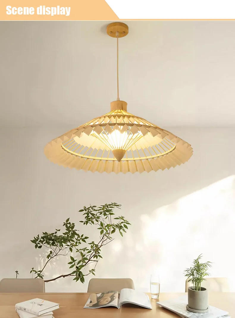 Description Picture 4 of itemWabi-Sabi Style Japanese Handmade Bamboo Umbrella-Shaped Chandelier Living Room Bedroom Restaurant Study Hanging Pendant Lights