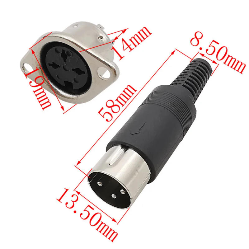 Description Picture 2 of item1Set DIN Audio Adapter 3/4/5/6/7/8 Pin DIN Male Plug with Plastic Handle + Female Socket Hulled Panel Mount Chassis Connector