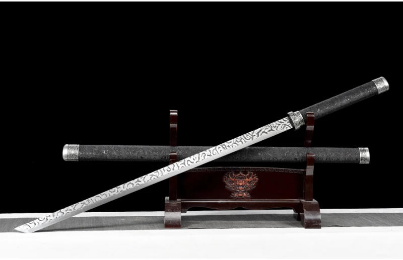 Description Picture 5 of itemChinese Black Dragon Battle Swords Manganese Steel Blade Real Handmade Full Size Ready for Training Kongfu Weapon Catana