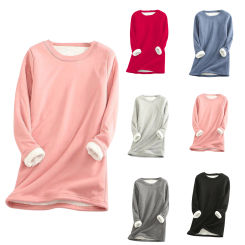 Women's Midi Pullover Plus Size Long Sleeve Crewneck Basic Autumn Winter Sweatshirt Dress Solid Color Tops
