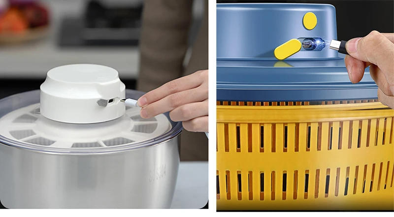 Description Picture 5 of itemElectric Salad Spinner Drainer Spin Dryer Washer Dehydrator Rechargeable Dewatering Washing Machine Fruit Vegetable Cleaner Tool