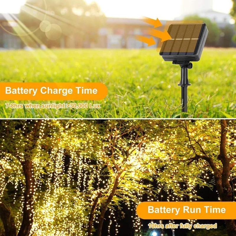 Description Picture 4 of itemSolar String Fairy Lights 12m 100LED / 32M 300 LED Waterproof Outdoor Garland Solar Power Lamp Christmas For Garden Decoration