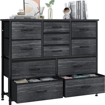 11 Drawers Dresser for Bedroom, Wide Dressers & Chests of Drawers with Wood Top, Fabric Storage Dresser TV Stand for Bedroom